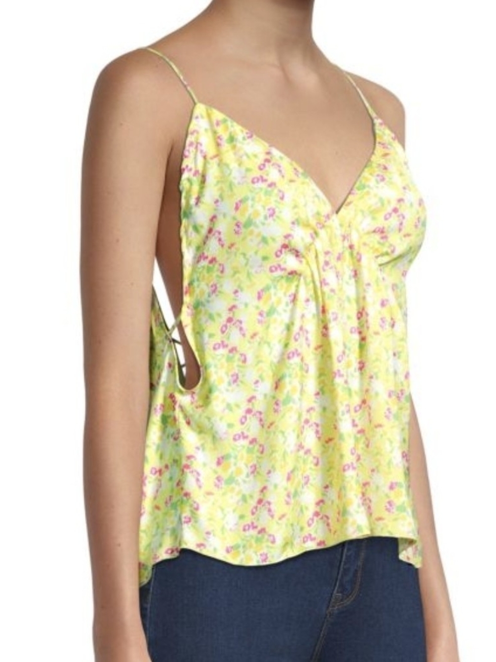 Intimately By Free People Yellow Gardenia Floral Satin Camisole - L